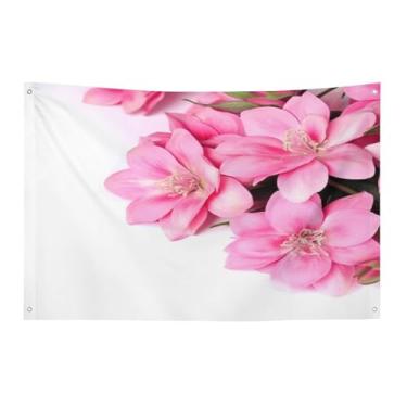 Imagem de Bandeira com quatro furos bandeiras para todos os climas lindas flores impressas banner decorativo bandeiras de poliéster adequadas para uso interno e externo 89 x 159 centímetros