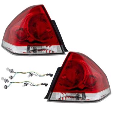 Imagem de Julypanda Luzes traseiras de para-choque traseiro adequadas para Chevy Impala LH+RH 2006-2013 Par de luzes de freio de substituição Luzes de freio vermelhas com lâmpadas e arreios