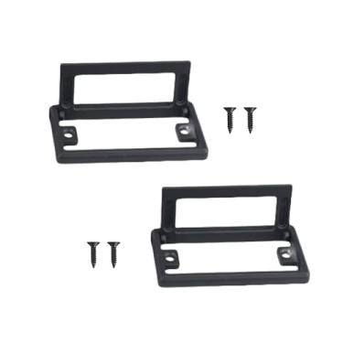 Imagem de YLXSS Puxador de liga de zinco de 4 cores, puxadores retangulares em concha, puxador quadrado para porta de armário com parafusos (preto, médio, distância do furo: 64 mm)