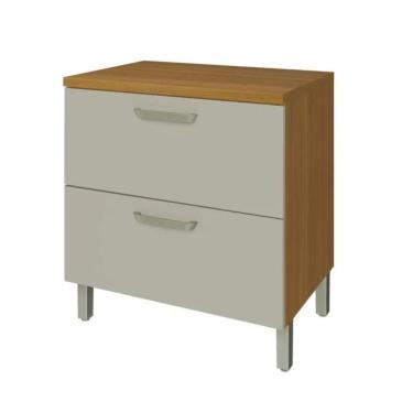 Imagem de Balcão De Cozinha Com Tampo 1 Porta 1 Gaveta Princesa Freijó E Off White 80cm