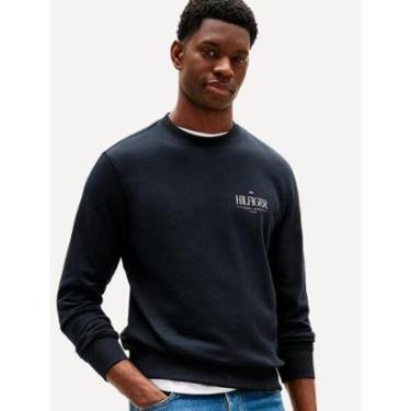 Imagem de Moletom Tommy Hilfiger Masculino Stacked Sweatshirt Azul Marinho-Masculino