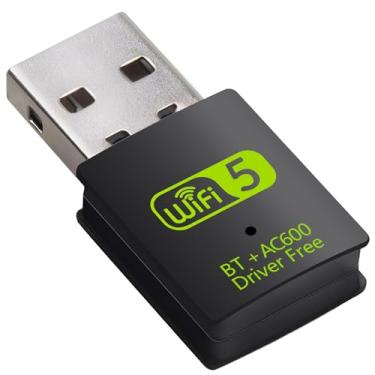 Imagem de Adaptador USB WiFi Bluetooth, receptor externo de rede sem fio de banda dupla de 600 Mbps 2,4/5 GHz, mini dongle WiFi para PC/laptop/desktop