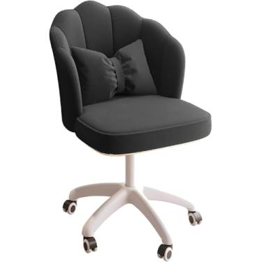 Imagem de Cadeira De Escritório Fofa De Veludo, Cadeira Giratória Estofada Cadeira De Vaidade De Altura Ajustável Com Rodas E Braços, Poltrona Giratória Morden Con, Black, 60x73-83cm(24x29-33")