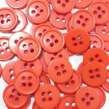 Imagem de Botões 4 Furos Brilhante Plástico ABS Laranja 11mm 44189 Botão decorat