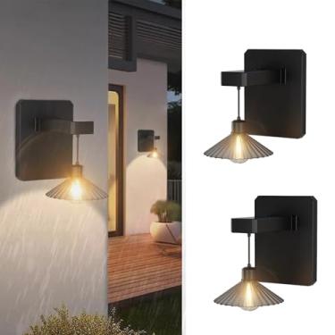 Imagem de Iluminação solar de parede exterior LED IP65 arandelas de parede à prova d'água com interruptor lâmpadas de parede vintage modernas jardim luz interior/exterior para caminho garagem varanda varanda