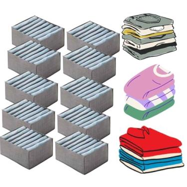 Imagem de Kit 10 Organizadores Para Roupas Com 7 Dividorias Ideal Para Closet Armario Comporta Calça Camiseta Blusas (Cinza)