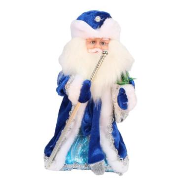Imagem de Vaveren Papai Noel Brinquedo Elétrico 30cm com Música E Movimento para Enfeite de Mesa, azul, Tamanho real