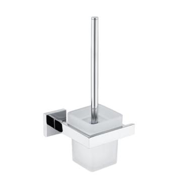 Imagem de Acessórios de banheiro de aço inoxidável Suporte para rolo de papel Toalheiro Prateleira Suporte para escova de vaso sanitário Prateleira de parede cromada Barra para toalhas (Suporte para escova