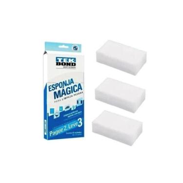 Imagem de Kit 3 Unidades Esponja Mágica Tekbond Limpeza Pesada