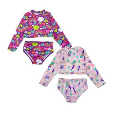 Imagem de Kit 2 Conjuntos Praia Menina Blusa + Calcinha Proteção Solar - Jagar, 