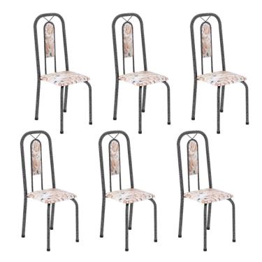 Imagem de Cadeiras para Sala de Jantar 6 Unidades Lívia Botanic Bege / Mart Prata