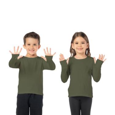Imagem de Blusa Infantil Térmica Encaixe Dedo Unissex Verde Militar - VRASALON, 