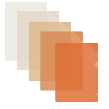 Imagem de BAYTORY Pacote com 5 pastas de arquivo de plástico tipo L, mangas de plástico gradiente para tamanho carta 28 x 20 cm, protetores de folha de papel para documentos, escritório, escola (amarelo)