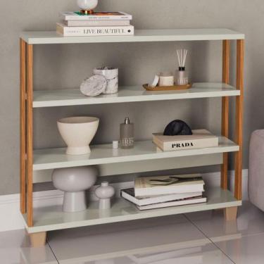 Imagem de Estante para Livros Industrial 2 Prateleiras 100% Mdf Off White/Freijó