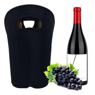 Imagem de Bolsa Termica 2 Garrafas Porta Vinho Wine Bag Sacola Champanhe Neopreme Acolchoada Portatil Com Alça Luxo