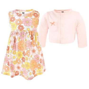 Imagem de Luvable Friends Vestido e blusa Hudson Baby 2 peças, Flor pêssego, 4 Anos