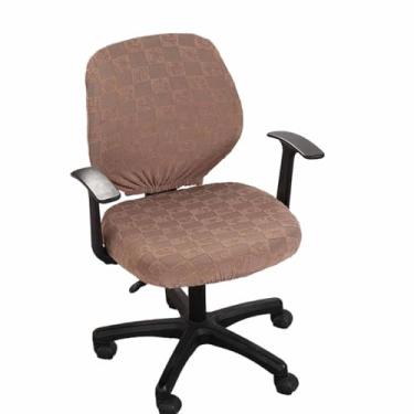 Imagem de Capa para cadeira de escritório, capa macia e elástica lavável para cadeira de computador, proteção à prova de poeira (curry leve)