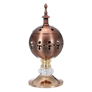 Imagem de PATIKIL Suporte de incenso, queimador de incenso vintage de carvão de 18,5 x 7,5 cm para aromaterapia de spa de ioga, decoração de casa e uso da igreja, vermelho cobre