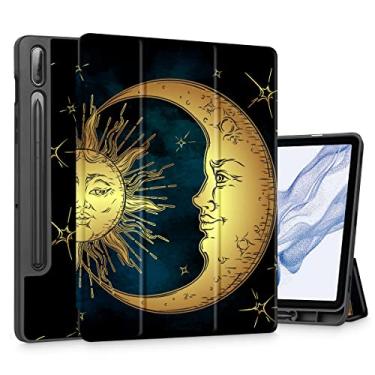Imagem de Tuiklol Capa para Samsung Tab S8 11 polegadas 2022 e Galaxy Tab S7 11 polegadas 2020 com suporte para lápis, capa para tablet com proteção traseira de TPU fino com suporte triplo e auto onda/hibernação, lua