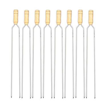 Imagem de Kit 48 Pçs Espeto Simples Reforçado Aço Galvanizado Cabo Madeira Vario