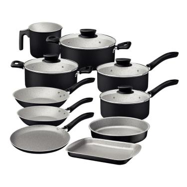 Imagem de Jogo De Panelas 10 Peças Linz Cores Antiaderente Tramontina Preto