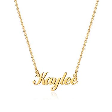 Imagem de Hidepoo Colar com nome personalizado – Colar com pingente de nome personalizado de aço inoxidável, corrente delicada com nome de letra, joias personalizadas, presentes para mulheres e meninas, Metal