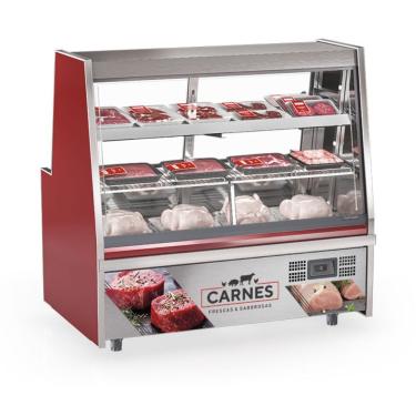 Imagem de Balcão De Frios E Avícola Aquecido Grta150a Gelopar Expositor De Carnes 1,5mt Vermelho 220v