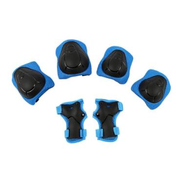 Imagem de MotiveTech Conjunto de Equipamentos de Proteção para Crianças com Joelheiras para Skate, Cotoveleiras para Patinação E Munhequeiras para Crianças de 2 a 7 Anos, Azul