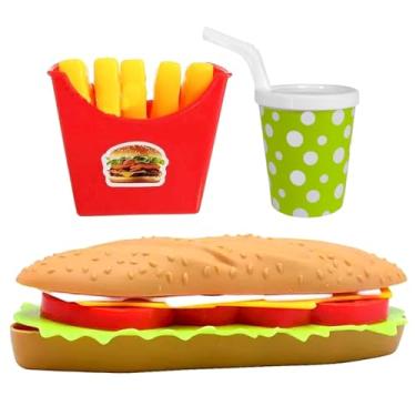 Imagem de Kit Fast Food Lanchonete Hambúrguer Baguete Batatinha e Refrigerante de Brinquedo