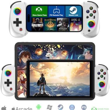 Imagem de Koiiko Wireless Controller for iPad, Tablet, iPhone/Android/PC/Switch/PS3/PS4 Gamepad Joystick with 7-color RGB lights, Turbo, Supports Mobile Cloud Game, Streaming on PS/Xbox/PC Console,iPhone 16/15