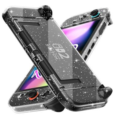 Imagem de [Improved Easy Dockable Version] Clear Glitter Case for Nintendo Switch 2, FANPL Protective Cover for Switch 2 and JoyCon Controller - Strong and Durable, Not Easy to Fall Off
