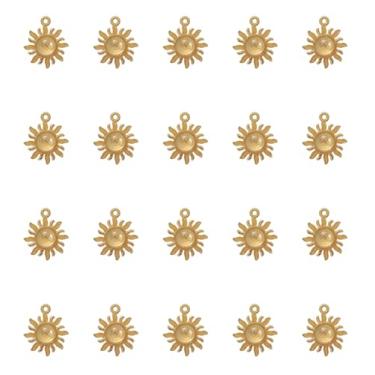 Imagem de Ruwado 30 conjuntos de bandejas de metal com pingente de sol de 2,1 x 1,8 cm com cabochão de vidro de 8 mm, pingentes vintage redondos planos em branco para fazer joias faça você mesmo, colar, foto