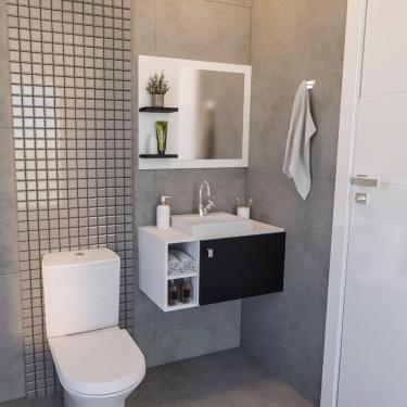 Imagem de Conjunto Gabinete E Espelho Suspenso Meu Canto 60 - Modelo 1 Preto