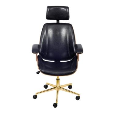 Imagem de Cadeira Presidente Bergen Giratória - Preto | Dourado