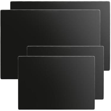 Imagem de Hacaroa Pacote com 4 tábuas de corte de vidro temperado para balcão de cozinha, tábuas de cortar pretas com pés de borracha, protetor retangular antiderrapante para bancada, resistente ao calor