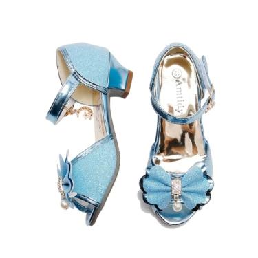 Imagem de Amtidy Sapatos sociais para meninas pequenas Mary Jane – Sapatilhas de balé para festa escolar, Azul, 13.5 Little Kid