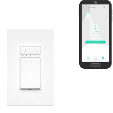 Imagem de Interruptor de parede, interruptor de luz inteligente de 1/4 milha de alcance super longo de 1/4 milha, interruptor embutido de 10 A, compatível com Alexa Google Assistant Home IFTTT, listado ETL, fio