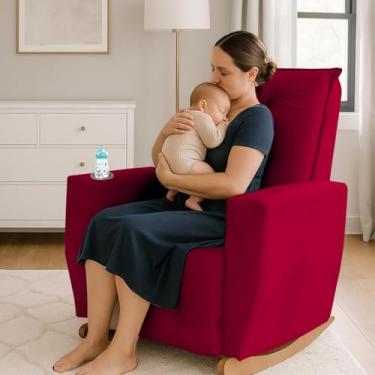 Imagem de Poltrona de Amamentação Balanço Agatha Puff Suede Vermelho