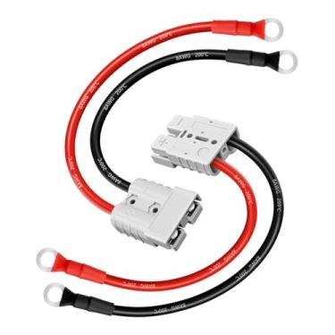 Imagem de Para Anderson Connector 50A Kit, 8 calibres de bateria conectores de conexão/desconexão rápida serve para Lifepo4 bateria de transferência de energia, cabos de bateria de 30 cm/0,98 pés à prova d'água