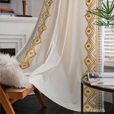 Imagem de Conjunto de cortinas ColorBird Boho 213x132cm, ouro amarelo, 2 painéis