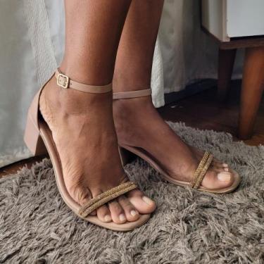 Imagem de Sandália Feminino Satinho Médio Festa Luxo - Rozes Shoes, Nude, 36