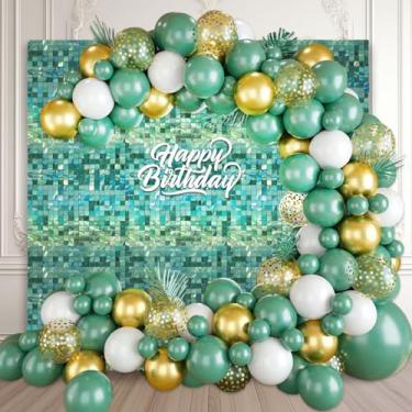 Imagem de 24 peças de fundo de parede verde claro brilhante, painel de fundo de foto de lantejoulas a laser, fundo de parede com glitter para aniversários, casamentos, Natal, noivados, decoração de festa de