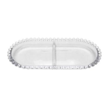 Imagem de Petisqueira Oval Wolff Pearl De Cristal Com Divisória 24Cm