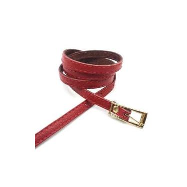 Imagem de Cinto feminino couro fino qualidade ED777 - Barão Do Couro, Vermelho, 