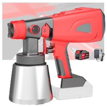 Imagem de Pulverizador de tinta elétrico, 800 ml, alimentado por bateria, bico totalmente de cobre, cabo antiderrapante com 4 bicos, 3 modos de pulverização