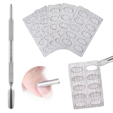 Imagem de KADS Removedor de cutículas de ponta dupla, empurrador de cutícula de pré-tratamento com papel de lixa 100#/150#/180#/240# para manicure profissional, pedicure e cuidados com a arte das unhas