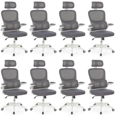 Imagem de Kit 8 Cadeiras De Escritório Executiva Viena Com Regulagem De Altura - Cinza
