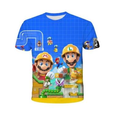 Imagem de Camiseta Infantil De Manga Curta Com Desenho Animado Super Mario Drago