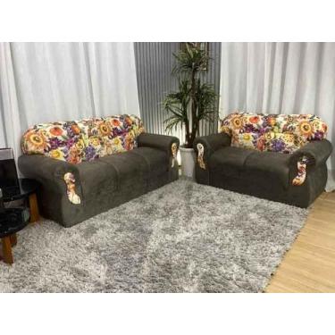 Imagem de Sofá 2 e 3 Lugares Marrom Cappuccino com Floral 609/42 Viena - Alpoim