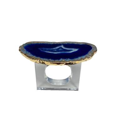 Imagem de Porta Guardanapo Ágata Azul Com Borda Dourada - Mundo Verde